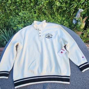 Champion Men's Cream Pullover Quarter-Snap Sweatshirt